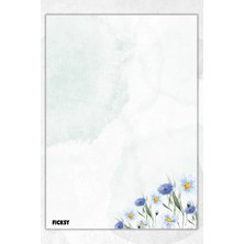 Ficksy A5 Çiçek Bloknot Çizgisiz Defter - 50 Yaprak - Memopad - Notepad - Not Defteri - Not Kağıdı