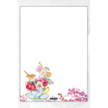 Ficksy A5 Çiçek Bloknot Çizgisiz Defter - 50 Yaprak - Memopad - Notepad - Not Defteri - Not Kağıdı