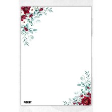 Ficksy A5 Çiçek Bloknot Çizgisiz Defter - 50 Yaprak - Memopad - Notepad - Not Defteri - Not Kağıdı