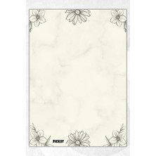 Ficksy A5 Çiçek Bloknot Çizgisiz Defter - 50 Yaprak - Memopad - Notepad - Not Defteri - Not Kağıdı