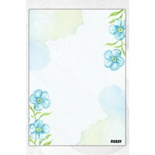 Ficksy A5 Çiçek Bloknot Çizgisiz Defter - 50 Yaprak - Memopad - Notepad - Not Defteri - Not Kağıdı