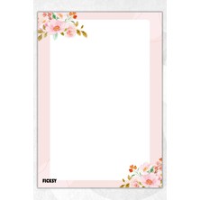 Ficksy A5 Çiçek Bloknot Çizgisiz Defter - 50 Yaprak - Memopad - Notepad - Not Defteri - Not Kağıdı