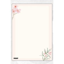 Ficksy A5 Çiçek Bloknot Çizgisiz Defter - 50 Yaprak - Memopad - Notepad - Not Defteri - Not Kağıdı
