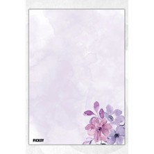 Ficksy A5 Çiçek Bloknot Çizgisiz Defter - 50 Yaprak - Memopad - Notepad - Not Defteri - Not Kağıdı