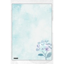 Ficksy A5 Çiçek Bloknot Çizgisiz Defter - 50 Yaprak - Memopad - Notepad - Not Defteri - Not Kağıdı