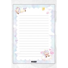 Ficksy A5 Unicorn Bloknot Çizgili Defter - 50 Yaprak - Memopad - Notepad - Not Defteri - Not Kağıdı