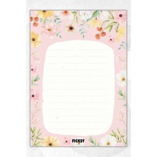 Ficksy A5 Çiçek Bloknot Çizgili Defter - 50 Yaprak - Memopad - Notepad - Not Defteri - Not Kağıdı