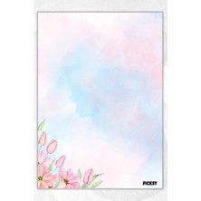 Ficksy A5 Çiçek Bloknot Çizgisiz Defter - 50 Yaprak - Memopad - Notepad - Not Defteri - Not Kağıdı
