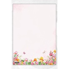 Ficksy A5 Çiçek Bloknot Çizgisiz Defter - 50 Yaprak - Memopad - Notepad - Not Defteri - Not Kağıdı