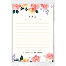Ficksy A5 Çiçek Bloknot Çizgili Defter - 50 Yaprak - Memopad - Notepad - Not Defteri - Not Kağıdı