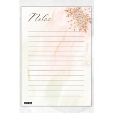 Ficksy A5 Çiçek Bloknot Çizgili Defter - 50 Yaprak - Memopad - Notepad - Not Defteri - Not Kağıdı