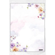 Ficksy A5 Çiçek Bloknot Çizgisiz Defter - 50 Yaprak - Memopad - Notepad - Not Defteri - Not Kağıdı
