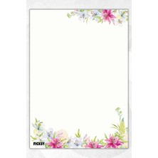 Ficksy A5 Çiçek Bloknot Çizgisiz Defter - 50 Yaprak - Memopad - Notepad - Not Defteri - Not Kağıdı