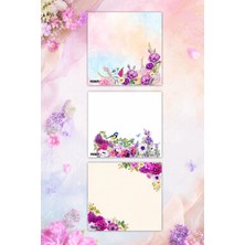 Ficksy Çiçek Bloknot - 9*9 cm Ebat- 50 Yaprak - Notepad - Memopad - Çizgisiz Not Kağıdı- To Do List