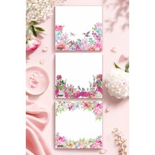 Ficksy Çiçek Bloknot - 9*9 cm Ebat- 50 Yaprak - Notepad - Memopad - Çizgisiz Not Kağıdı- To Do List