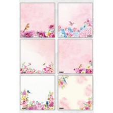 Ficksy Çiçek Bloknot - 9*9 cm Ebat- 50 Yaprak - Notepad - Memopad - Çizgisiz Not Kağıdı- To Do List