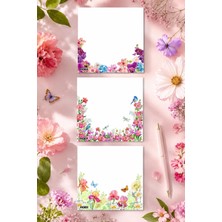 Ficksy Çiçek Bloknot - 9*9 cm Ebat- 50 Yaprak - Notepad - Memopad - Çizgisiz Not Kağıdı- To Do List