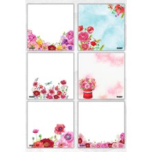 Ficksy Çiçek Bloknot - 9*9 cm Ebat- 50 Yaprak - Notepad - Memopad - Çizgisiz Not Kağıdı- To Do List
