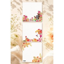 Ficksy Çiçek Bloknot - 9*9 cm Ebat- 50 Yaprak - Notepad - Memopad - Çizgisiz Not Kağıdı- To Do List