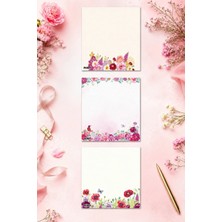 Ficksy Çiçek Bloknot - 9*9 cm Ebat- 50 Yaprak - Notepad - Memopad - Çizgisiz Not Kağıdı- To Do List