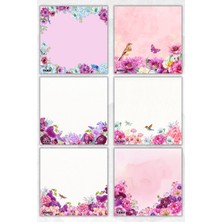 Ficksy Çiçek Bloknot - 9*9 cm Ebat- 50 Yaprak - Notepad - Memopad - Çizgisiz Not Kağıdı- To Do List