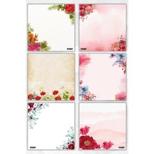 Ficksy Çiçek Bloknot - 9*9 cm Ebat- 50 Yaprak - Notepad - Memopad - Çizgisiz Not Kağıdı- To Do List