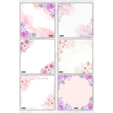 Ficksy Çiçek Bloknot - 9*9 cm Ebat- 50 Yaprak - Notepad - Memopad - Çizgisiz Not Kağıdı- To Do List