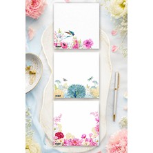 Ficksy Çiçek Bloknot - 9*9 cm Ebat- 50 Yaprak - Notepad - Memopad - Çizgisiz Not Kağıdı- To Do List