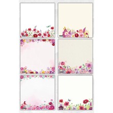 Ficksy Çiçek Bloknot - 9*9 cm Ebat- 50 Yaprak - Notepad - Memopad - Çizgisiz Not Kağıdı- To Do List