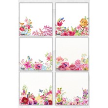 Ficksy Çiçek Bloknot - 9*9 cm Ebat- 50 Yaprak - Notepad - Memopad - Çizgisiz Not Kağıdı- To Do List