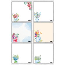 Ficksy Çiçek Bloknot - 9*9 cm Ebat- 50 Yaprak - Notepad - Memopad - Çizgisiz Not Kağıdı- To Do List