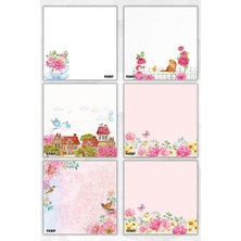 Ficksy Çiçek Bloknot - 9*9 cm Ebat- 50 Yaprak - Notepad - Memopad - Çizgisiz Not Kağıdı- To Do List