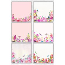 Ficksy Çiçek Bloknot - 9*9 cm Ebat- 50 Yaprak - Notepad - Memopad - Çizgisiz Not Kağıdı- To Do List
