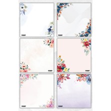 Ficksy Çiçek Bloknot - 9*9 cm Ebat- 50 Yaprak - Notepad - Memopad - Çizgisiz Not Kağıdı- To Do List