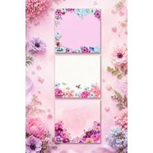 Ficksy Çiçek Bloknot - 9*9 cm Ebat- 50 Yaprak - Notepad - Memopad - Çizgisiz Not Kağıdı- To Do List