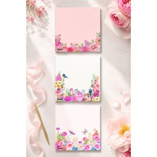 Ficksy Çiçek Bloknot - 9*9 cm Ebat- 50 Yaprak - Notepad - Memopad - Çizgisiz Not Kağıdı- To Do List