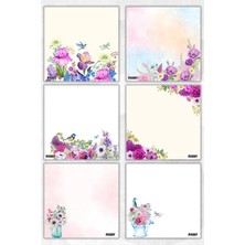 Ficksy Çiçek Bloknot - 9*9 cm Ebat- 50 Yaprak - Notepad - Memopad - Çizgisiz Not Kağıdı- To Do List