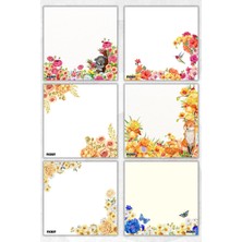 Ficksy Çiçek Bloknot - 9*9 cm Ebat- 50 Yaprak - Notepad - Memopad - Çizgisiz Not Kağıdı- To Do List