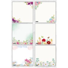 Ficksy Çiçek Bloknot - 9*9 cm Ebat- 50 Yaprak - Notepad - Memopad - Çizgisiz Not Kağıdı- To Do List