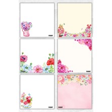 Ficksy Çiçek Bloknot - 9*9 cm Ebat- 50 Yaprak - Notepad - Memopad - Çizgisiz Not Kağıdı- To Do List