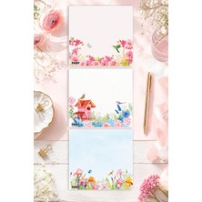 Ficksy Çiçek Bloknot - 9*9 cm Ebat- 50 Yaprak - Notepad - Memopad - Çizgisiz Not Kağıdı- To Do List
