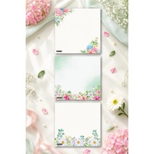 Ficksy Çiçek Bloknot - 9*9 cm Ebat- 50 Yaprak - Notepad - Memopad - Çizgisiz Not Kağıdı- To Do List