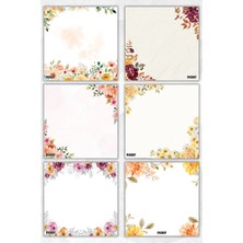 Ficksy Çiçek Bloknot - 9*9 cm Ebat- 50 Yaprak - Notepad - Memopad - Çizgisiz Not Kağıdı- To Do List