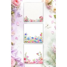 Ficksy Çiçek Bloknot - 9*9 cm Ebat- 50 Yaprak - Notepad - Memopad - Çizgisiz Not Kağıdı- To Do List