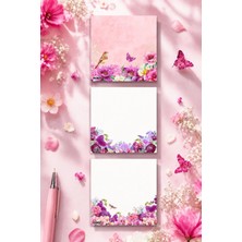 Ficksy Çiçek Bloknot - 9*9 cm Ebat- 50 Yaprak - Notepad - Memopad - Çizgisiz Not Kağıdı- To Do List