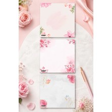 Ficksy Çiçek Bloknot - 9*9 cm Ebat- 50 Yaprak - Notepad - Memopad - Çizgisiz Not Kağıdı- To Do List