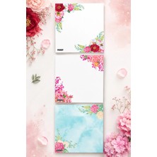 Ficksy Çiçek Bloknot - 9*9 cm Ebat- 50 Yaprak - Notepad - Memopad - Çizgisiz Not Kağıdı- To Do List