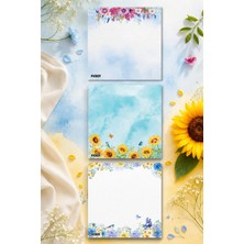 Ficksy Çiçek Bloknot - 9*9 cm Ebat- 50 Yaprak - Notepad - Memopad - Çizgisiz Not Kağıdı- To Do List