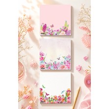 Ficksy Çiçek Bloknot - 9*9 cm Ebat- 50 Yaprak - Notepad - Memopad - Çizgisiz Not Kağıdı- To Do List