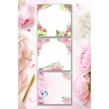Ficksy Çiçek Bloknot - 9*9 cm Ebat- 50 Yaprak - Notepad - Memopad - Çizgisiz Not Kağıdı- To Do List